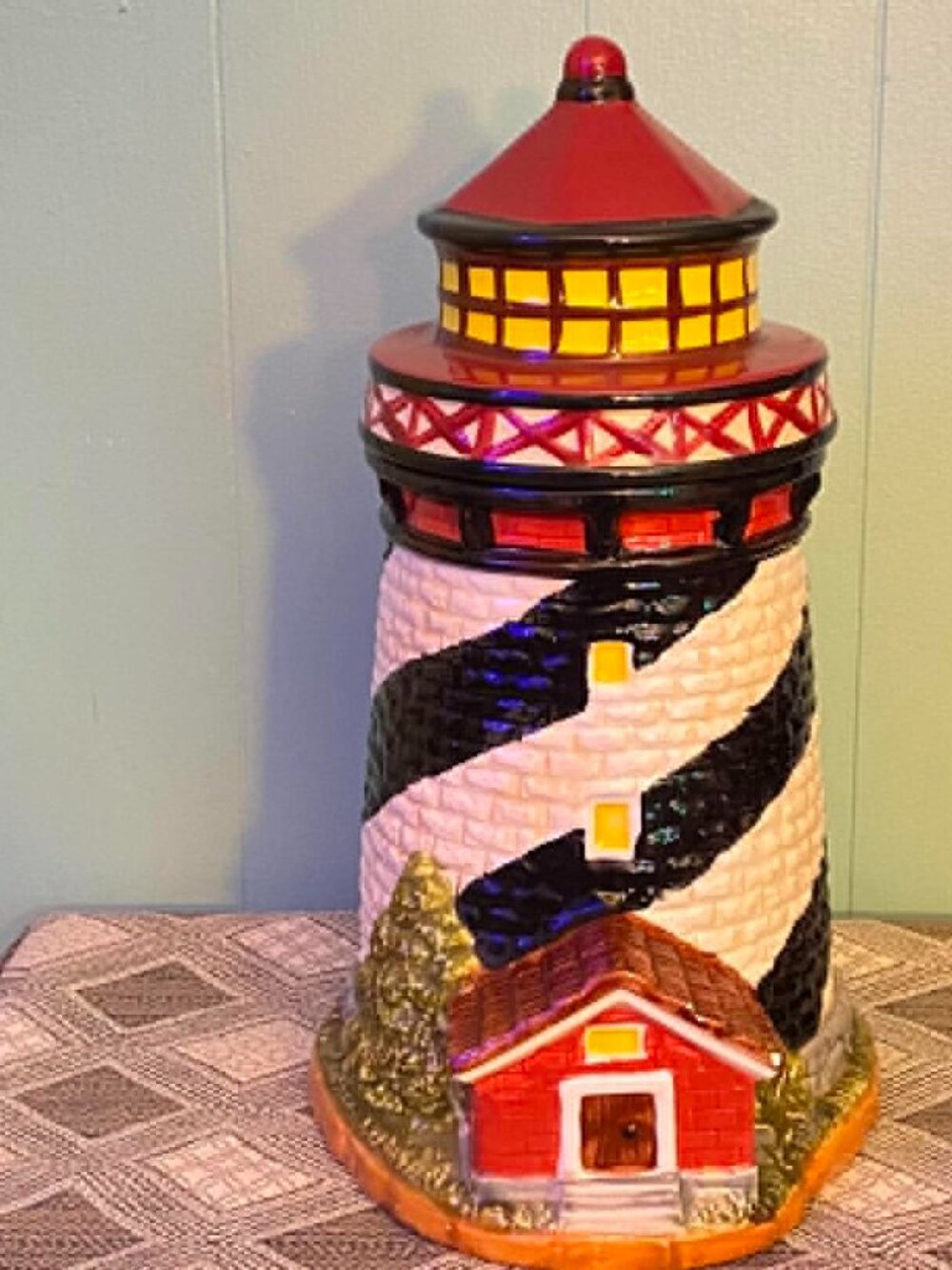 CKRO Ceramic Lighthouse Cookie Jar Nautical Coastal Canister with Lid